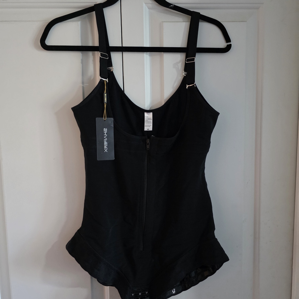 Shapermint Black Zip-Front Bodysuit Shapewear